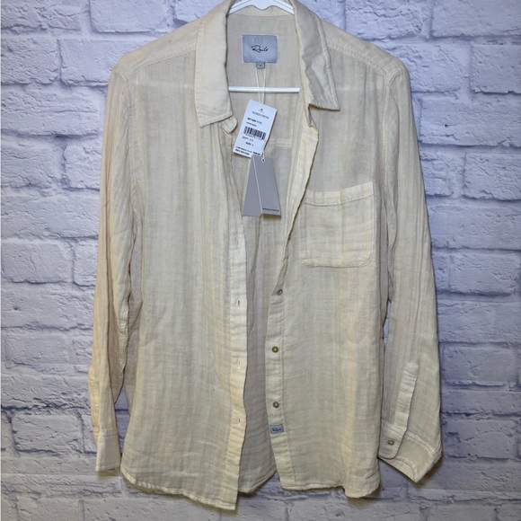Rails Shirt White Sand Gauze Cotton Ellis Long Sleeve Size Large NWT - Picture 1 of 11